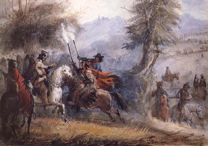 Greeting the Trappers, Miller, Alfred Jacob